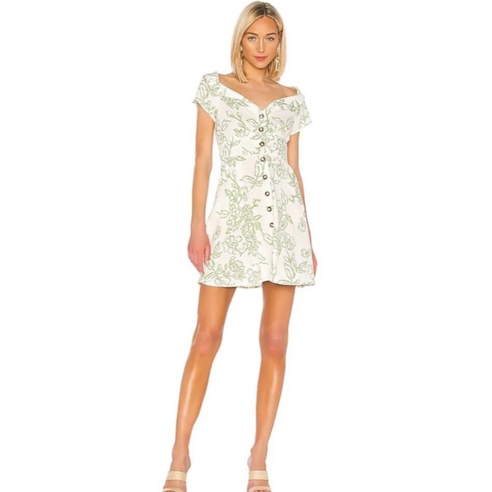 Free People A Thing Called Love Linen Floral Mini Dress